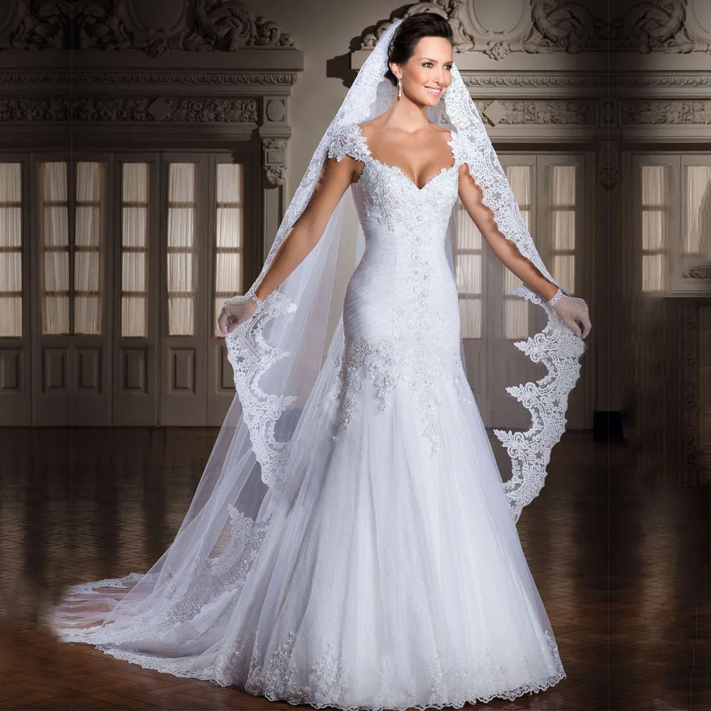 

New Arrival Real Photo Sweetheart White Bride Gowns Vestidos De Noiva Pleat Chiffon Mermaid Wedding Dresses 2015 WD201