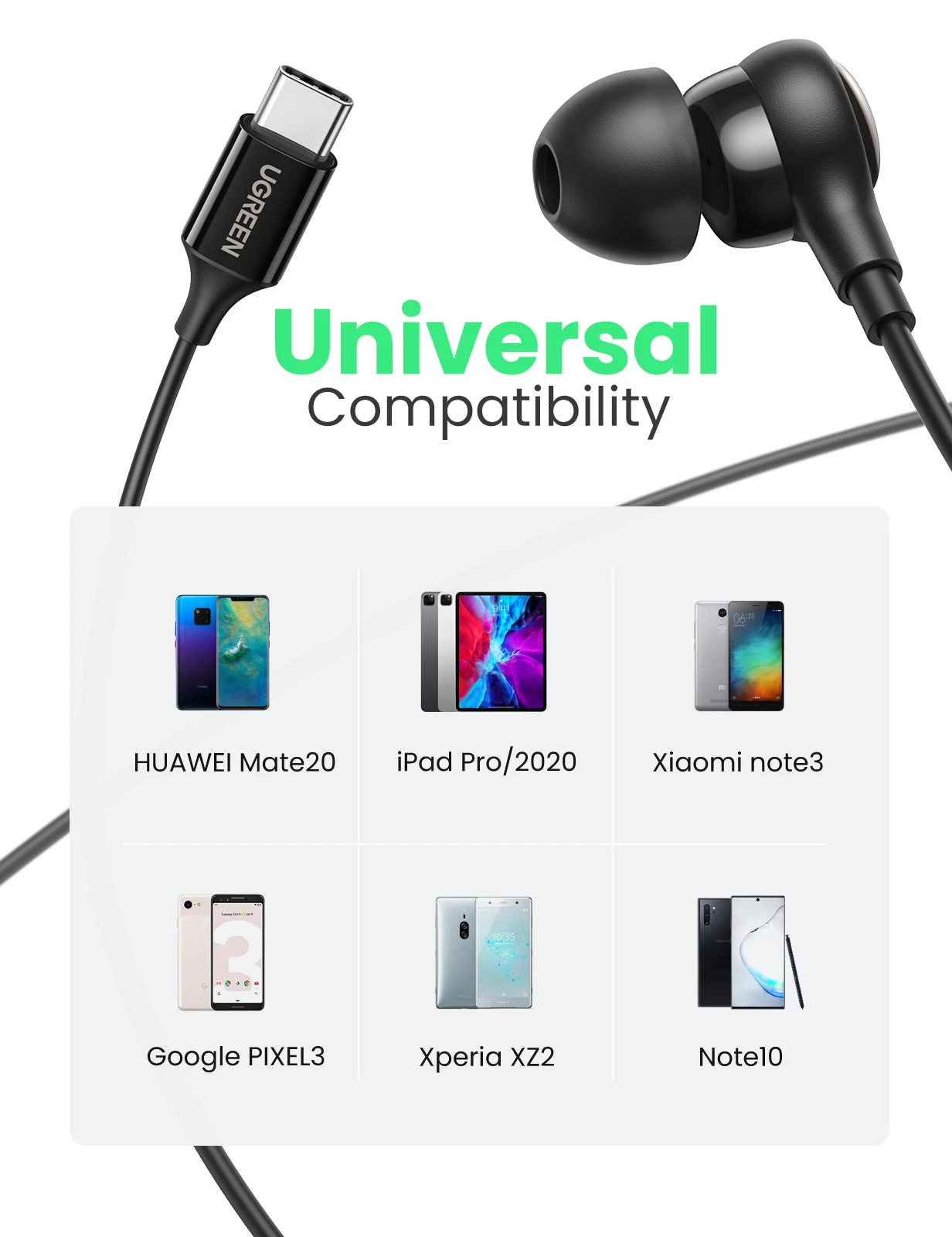 Fones de Ouvido com Fio Usb tipo c Fidelidade para 2022 Ugreen Microfone Fones Estéreo Alta Ipad Pro Samsung Galaxy S21 Google Pixel 5 - Image 3