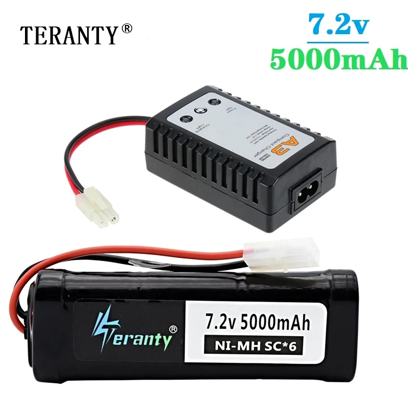 

7.2v 5000mAh NiMH Battery and 7.2V A3 Charger MAX 40c with Tamiya Connector SC*6 Cells 7.2v Battery Pack for RC Car Boats Trucks