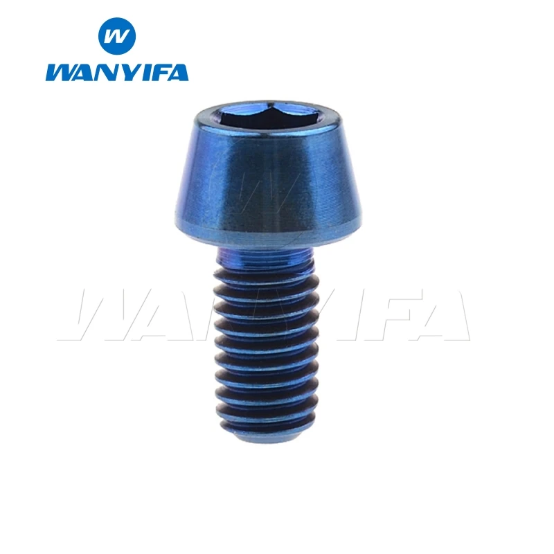 Wanyifa M5x9 15, 16, 18, 20, 25 30 35, 40 45 50 55 60 мм шестигранный ключ конической головкой Винт с титановым болтом для Велосипедный вынос руля - Цвет: M5x9 Blue