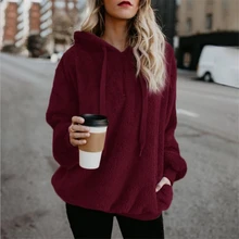 

Solid Color Teddy Hoodie Coat Sweatshirts Women Long Sleeve Fuzzy Jacket Oversized 2021 Winter Autumn Warm Pullovers New Jumper