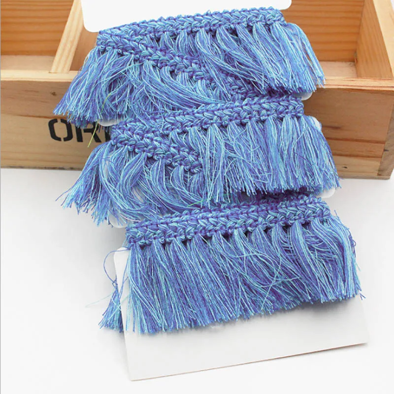 mix blue 5 метров кружевная лента полиэстер кисточка DIY кружевная отделка Лента швейное платье сценическая одежда занавеска декоративная - Цвет: mix blue