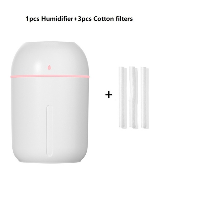330ML USB Silent Air Humidifier Gentle Night Light Aroma Diffuser Continuous/Intermittent Spray Can Work For 8-12 Hours