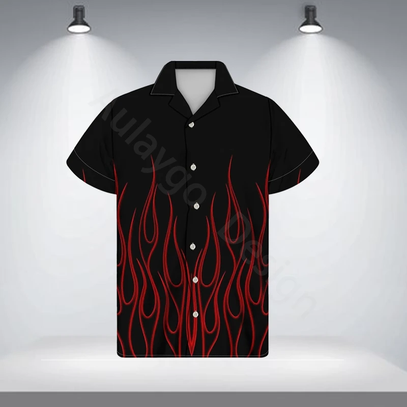 Flame Printed Short Sleeve Shirt Man 