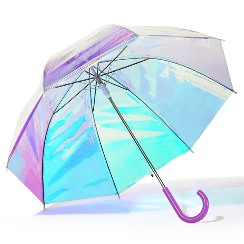 Модный прозрачный зонтик с лазерным ирисом Ms. Apollo, водонепроницаемый зонтик с УФ-защитой, супер размер, свежий зонтик с длинной ручкой, Зонт от дождя