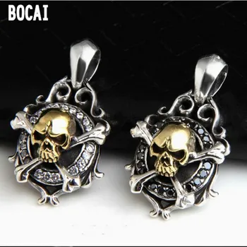 

925 Silver Retro Mature Individuality Fashion Pirate Skull Zircon Punk Thai Silver Pendant