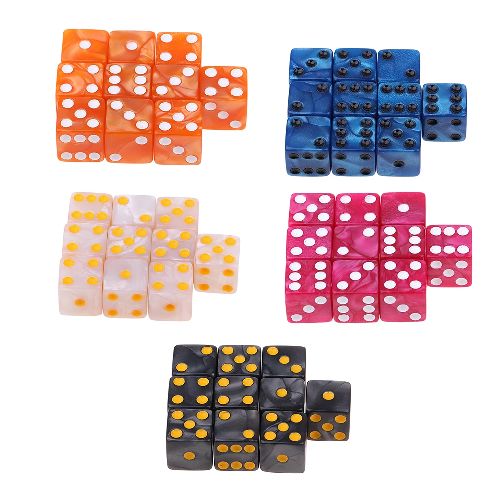 20Pcs Acrylic Dotted 6 Sided Square Opaque D6 16mm 