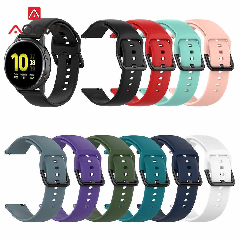 20 мм силиконовый ремешок для samsung Galaxy Watch Active2 40 мм 44 мм/Active/42 мм Huami Amazfit bip gear S2 браслет ремешок для часов