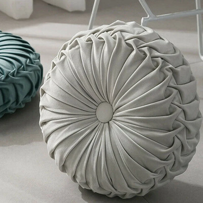 Круглый Пол роскошный бархат Тыква плиссированная Подушка Pouf крышка Бросок Подушка для домашнего дивана коврик