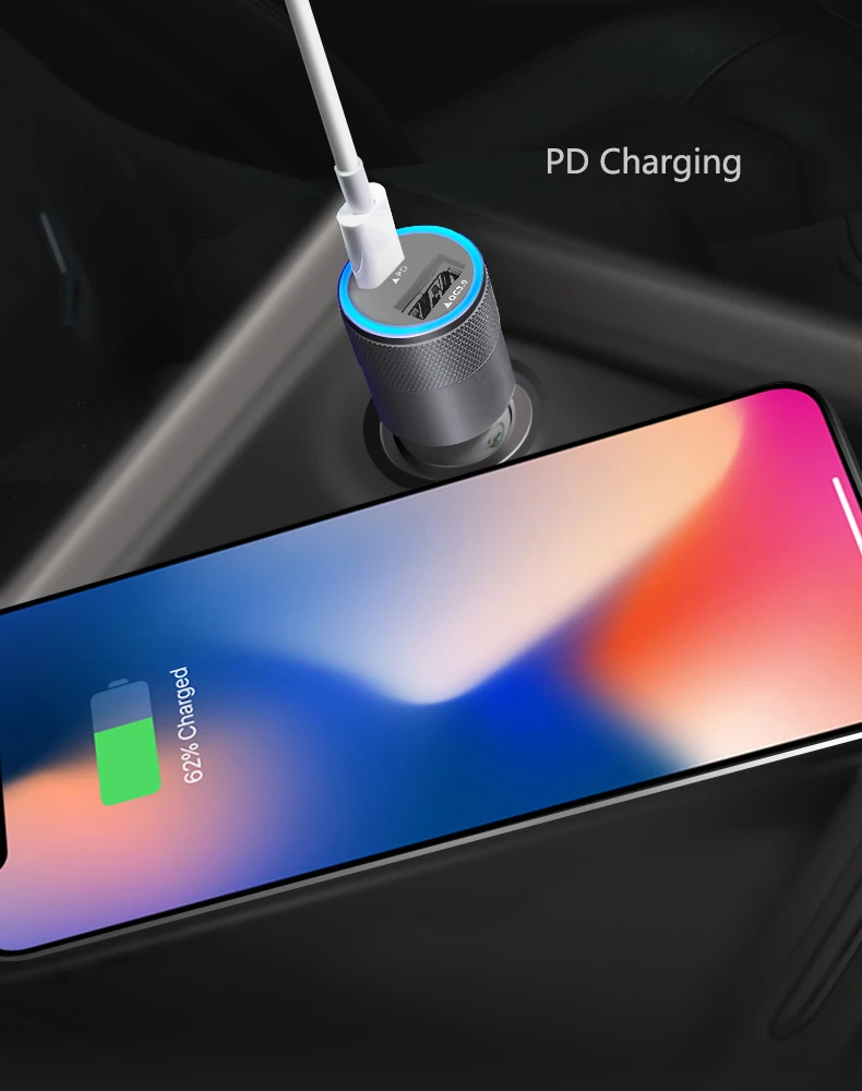 PD автомобильное зарядное устройство для iPhone iPad 36W двухпортовый мобильный телефон Быстрая зарядка 3,0 прикуриватель USB Автомобильное зарядное устройство для samsung huawei