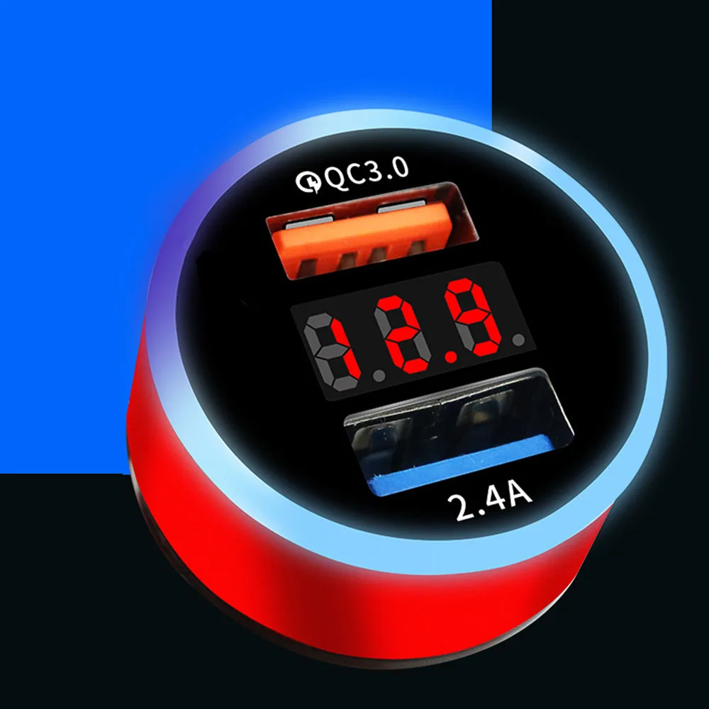 1 шт., DC12V-24V, USB, два порта, цифровой дисплей, автомобильное зарядное устройство, запчасти для прикуривателя