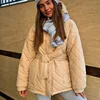 CP Casual Loose Arygle Hooded Parkas Women Fashion Solid Thick Short Coats Women Elegant Tie Belt Cotton Jackets Female Ladies ► Photo 2/6
