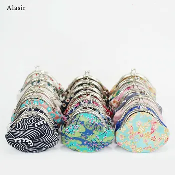 

Alasir No-cut Ironing Novice Handmade DIY Material Package 8.5cm Semi-circular Frame Bag Women Coin Purse Small Jacquard Purse