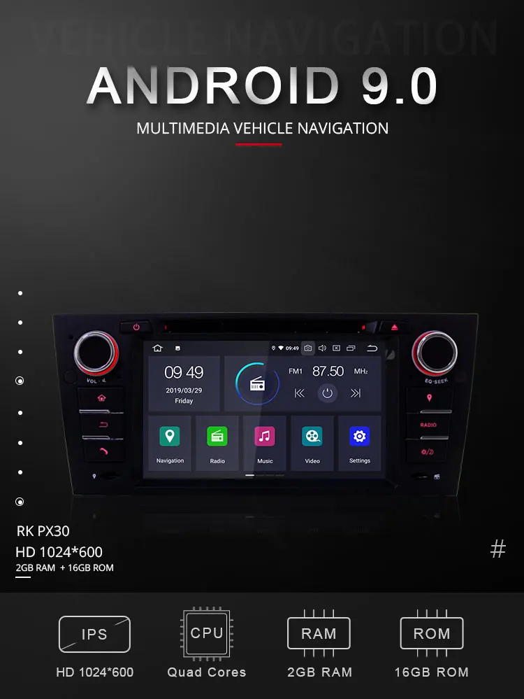 Excellent TOPBSNA Android 9.0 Car DVD Multimedia player For BMW/3 Series E90/E91/E92/E93 1 Din Car Radio Multimedia WIFI Stereo Headunit 1