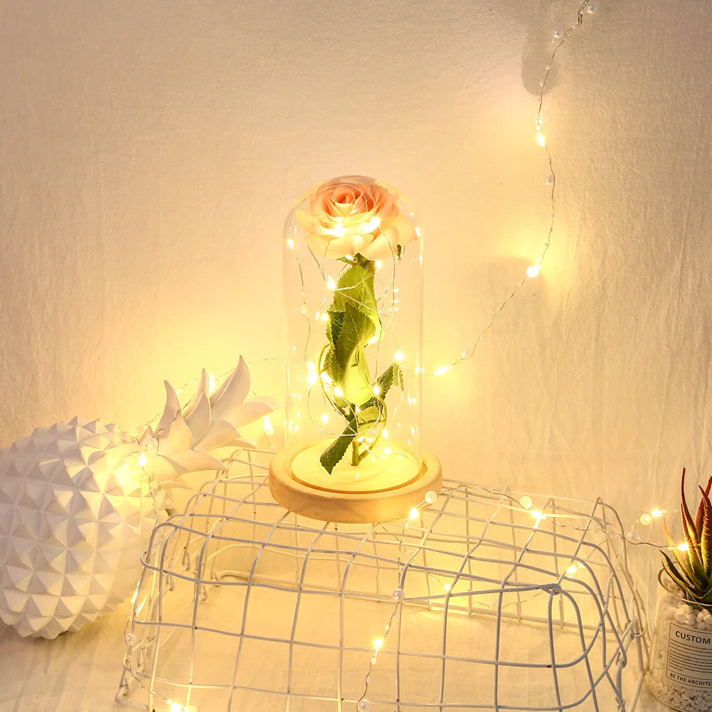 

Glass Wooden Preserved Fresh Flower Eternal Flower Romantic Beauty Present Colour NEW Year 1 Roses Rose Glass Cover Immortality
