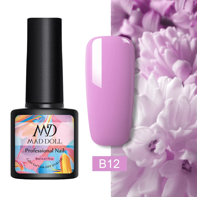 B12 MAD DOLL, 8 мл, УФ-гель для ногтей, розовое золото, блестки, блестки, замачиваются, УФ Гель-лак, Цветной Гель-лак для ногтей, сделай сам, лак для ногтей - Цвет: B12