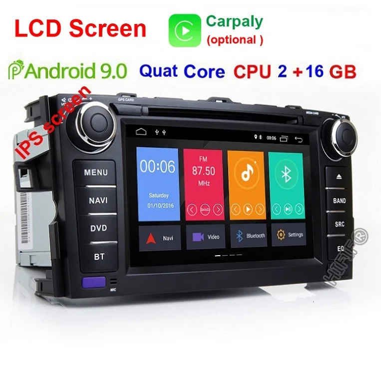 DSP ips Android 9,0 автомобильный dvd-плеер с двумя цифровыми входами для TOYOTA AURIS Altis COROLLA 2012 2013 gps радиоэкран стерео навигация Мультимедиа - Цвет: Quad Core 2G 16G