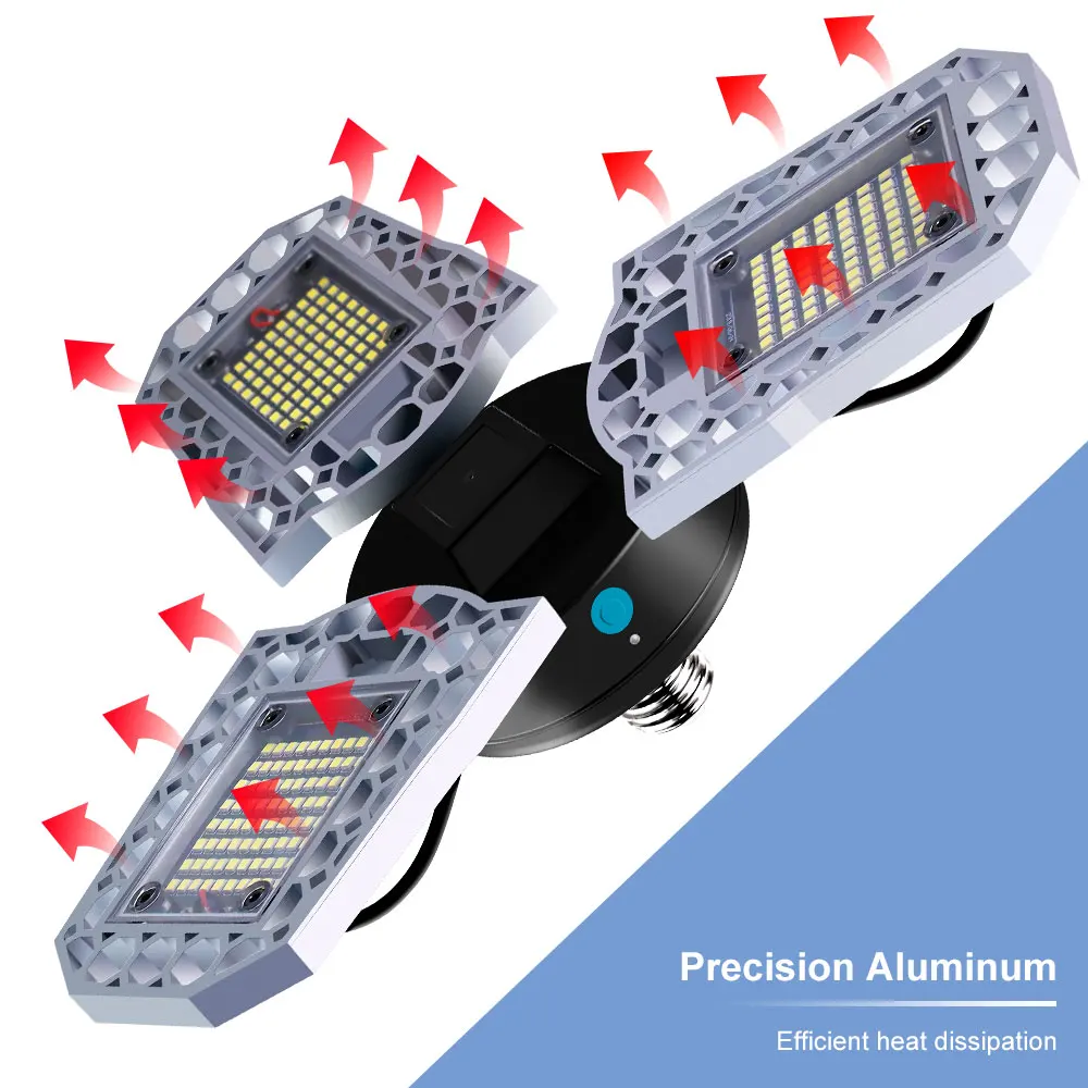 E26 Led Garage Lamp UFO Deformable Lamp Industrial Light E27 Led High Bay Light 220V 60W 80W 100W Workshop Warehouse Bulb 110V