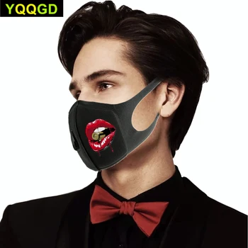 

1Pcs Sponge Mouth Cover with Reusable Breathing Valve, Sexy Bullet Red Lips Pattern Mouth Mask, Breathable for Outdoor Sports