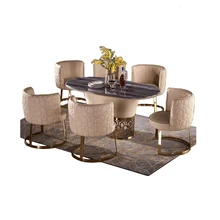 Набор обеденного стола comedor sillas de comedor столичный mesa comedor muebles de madera mesa+ 6 стульев мрамор нержавеющая сталь