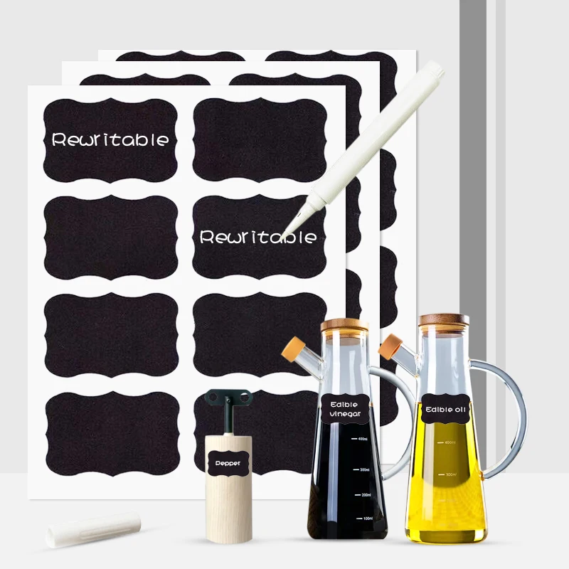 

10 Sheet Waterproof PVC Kitchen Spice Blackboard Label Stickers With Pen Contai Accessoriesner Label Jam Jar Bottle Tags