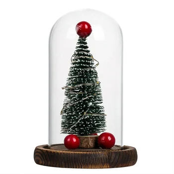

Hot Mini Christmas Tree in Glass with LED Lights Ornaments Decoration for Home Party D6