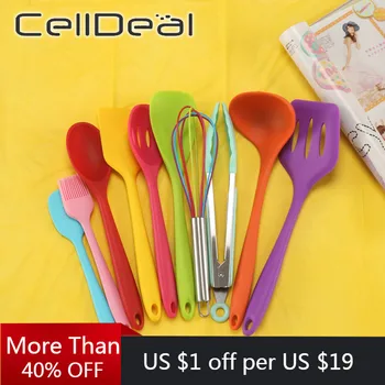 

10pcs Set Silicone Cooking Set Kitchen Utensils Heat Resistant Non Stick Pan Cooking Tools Soup Spoon Spatula Kitchenware Set