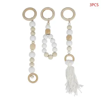 

3 Pcs/set Baby Wooden Teeth Beads String Tension Ring Newborn Puzzle Toy