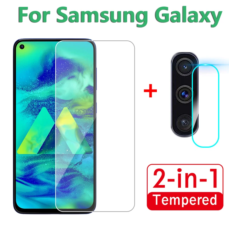 Закаленное стекло 2 в 1 для Galaxy M30 M10 M20 пленка объектива камеры Samsung S10e A10 A30 A40 A50 A60 A70