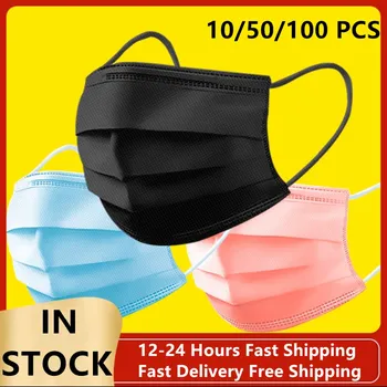 

3 Layer Disposable Face Masks Filter Mouth Mask Anti-Dust Safe Breathable masks Black Pink Blue For Adult