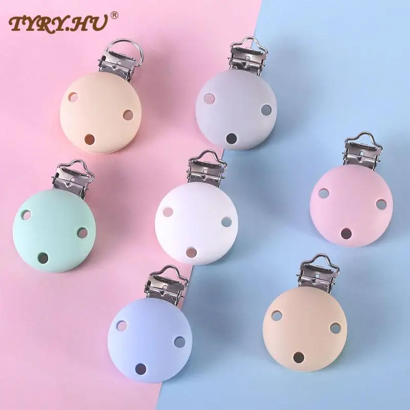 2 uds de silicona DIY ronda bebé chupete Dummy mordedor Clips para chupete de enfermería juguete de la Ronda de Clips sostenedor libre de BPA