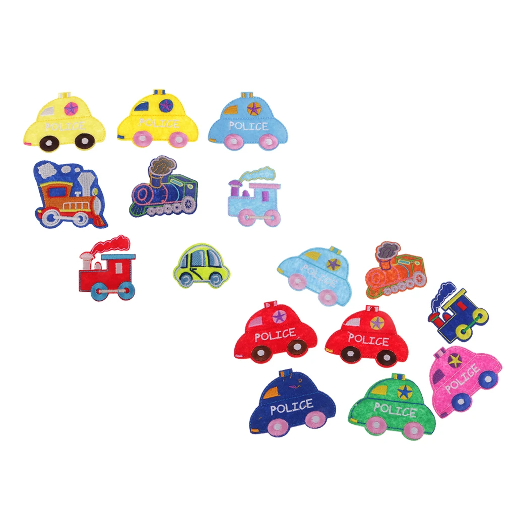 16Pcs/set Iron On Patches Cute Mini Cars Sewing On Patches Appliques for Clothes Jackets Hats Backpacks Jeans; Kids Boys Girls