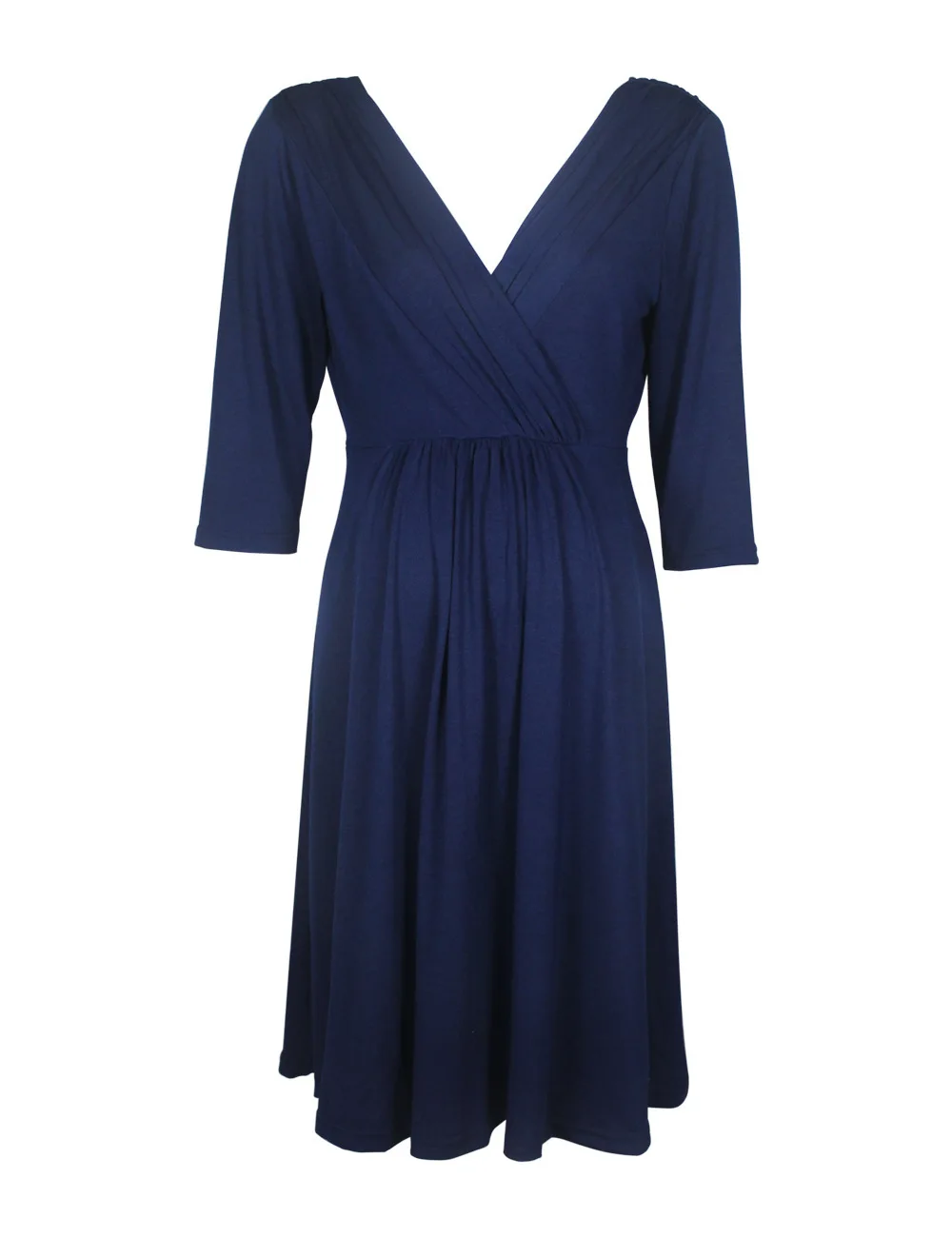 Dark Blue Женское платье для беременных с коротким рукавом, повседневное однотонное платье с v-образным вырезом, длиной до колена, мягкое платье для беременных, Одежда для беременных - Цвет: Dark Blue