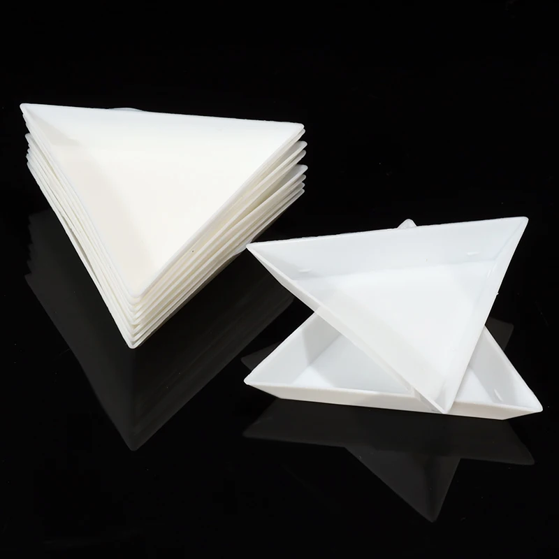 

10pcs/set Triangle Plate Beads Jewelry Display Packaging Organizer White Containers Jewelry Beads Plastic Tray 7.5x5x1.1cm