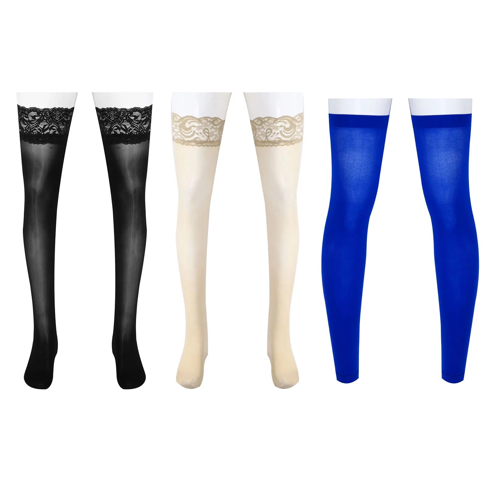 1 Pair Mens Sport Socks Man Thigh High Elastic Sexy Smooth Lace Stockings Knee High Socks Gift For Men Ultrathin Thigh Socks