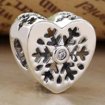 

Original Openwork Snowflake Love Heart With Crystal Beads Fit 925 Sterling Silver Bead Charm Pandora Bracelet Bangle Diy Jewelry