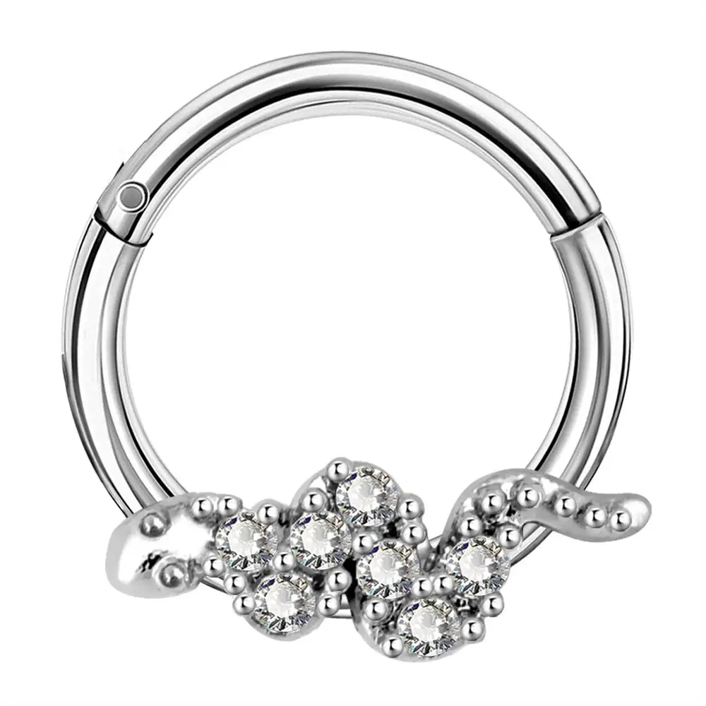 16 г обруч для сережек Daith с блестящей змеей откидное кольцо спирали ушной хрящ