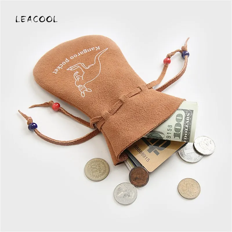 LEACOOL винтажный Кошелек для монет из натуральной кожи, упаковка с завязкой, Подарочная сумка с логотипом, с принтом из козьей кожи, ювелирное изделие, Рождественская сумка