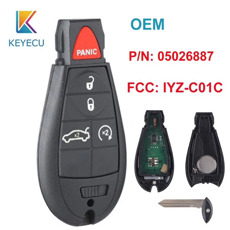 KEYECU OEM умный дистанционный ключ для автомобиля 5 4+ 1 кнопка для Dodge Jeep Chrysler зарядное устройство Durango Challenger Magnum Grand 05026887 IYZ-C01C