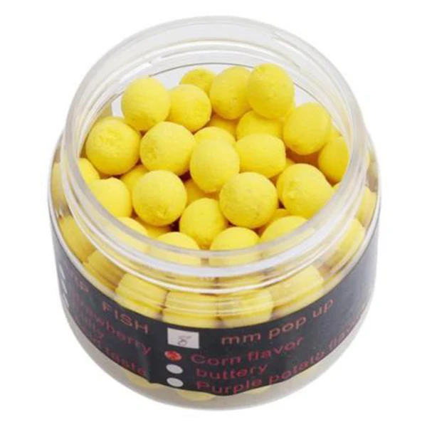 1 Box Smell Pop up Fishing Lure Boilies Floating Carp Baits Soluble in Water Yellow-Corn 14mm