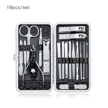 18 шт./компл. многофункциональные кусачки для ногтей комплект Нержавеющая сталь черный педикюр, ножницы, пинцет, маникюрный набор инструментов для ногтей