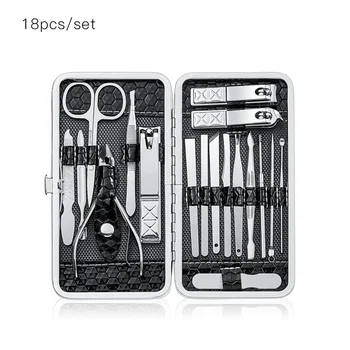 

18Pcs/Set Multifunction Nail Clippers Set Stainless Steel Black Pedicure Scissor Tweezer Manicure Set Kit Nail Art Tools