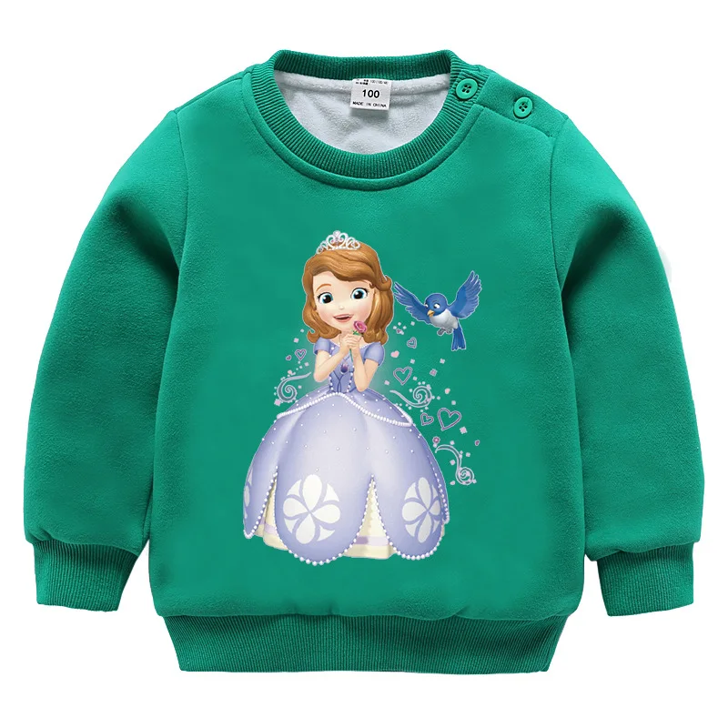 Teenster теплая одежда; милый детский свитер; костюм принцессы Софии; толстовки; Зимние флисовые топы для маленьких девочек