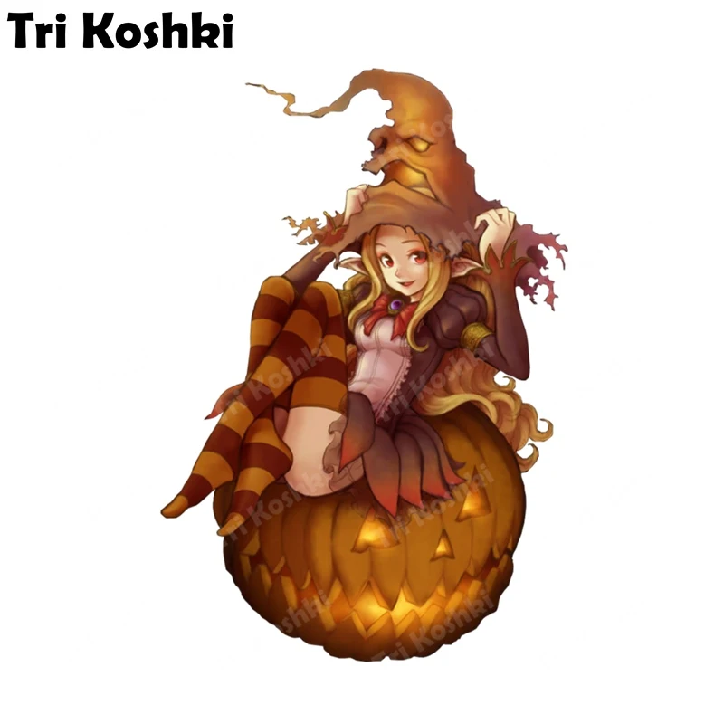 

Наклейка на бампер автомобиля Три кошки KCS160 Хэллоуин Ведьма на тыкву