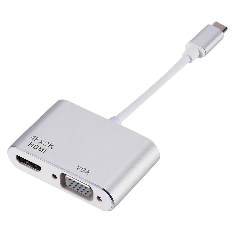 USB 3,1 type C к VGA многопортовый адаптер USB C к HDMI 4K конвертер UHD порты концентратор зарядный адаптер - Цвет: silver