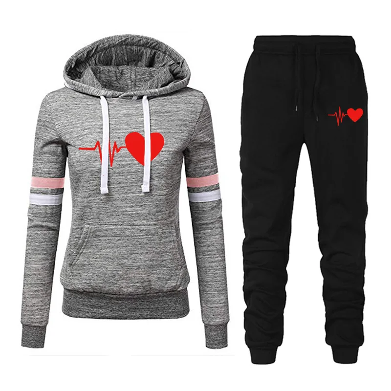 Женский спортивный костюм из 2 х предметов Повседневная Толстовка с длинным