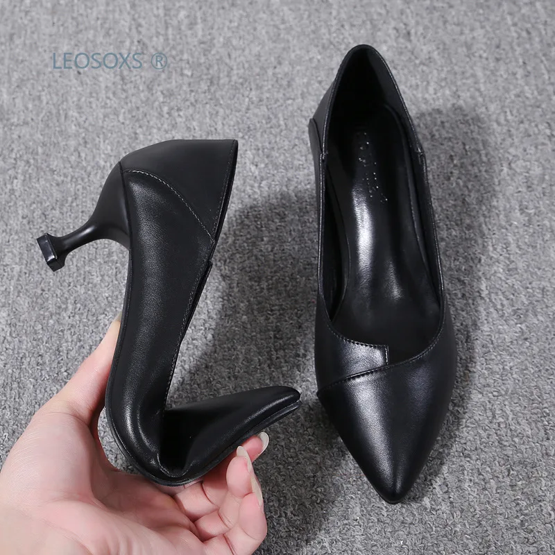 

Women's Thin High Heel Shoes 2020 New Style Women's Thin Shoes Formal Wear Small Leather Shoes WOMEN'S Shoes Work Shoes