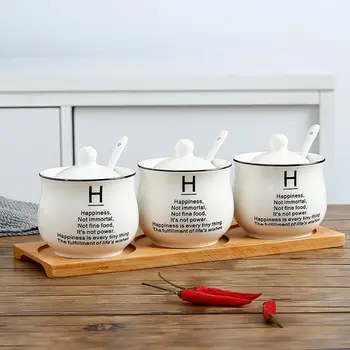 

Kitchenware Ceramic Seasoning Box Salt Shaker Seasoning Jar Household Seasoning Bottle Storage Box Combination Seasoning Bottle