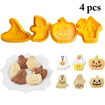 

New Halloween Ghost Cookies Cutter Molds Plastic Cake Mould Biscuit Plunger Forms for Cookies Cake Decorating DIY Baking Tools