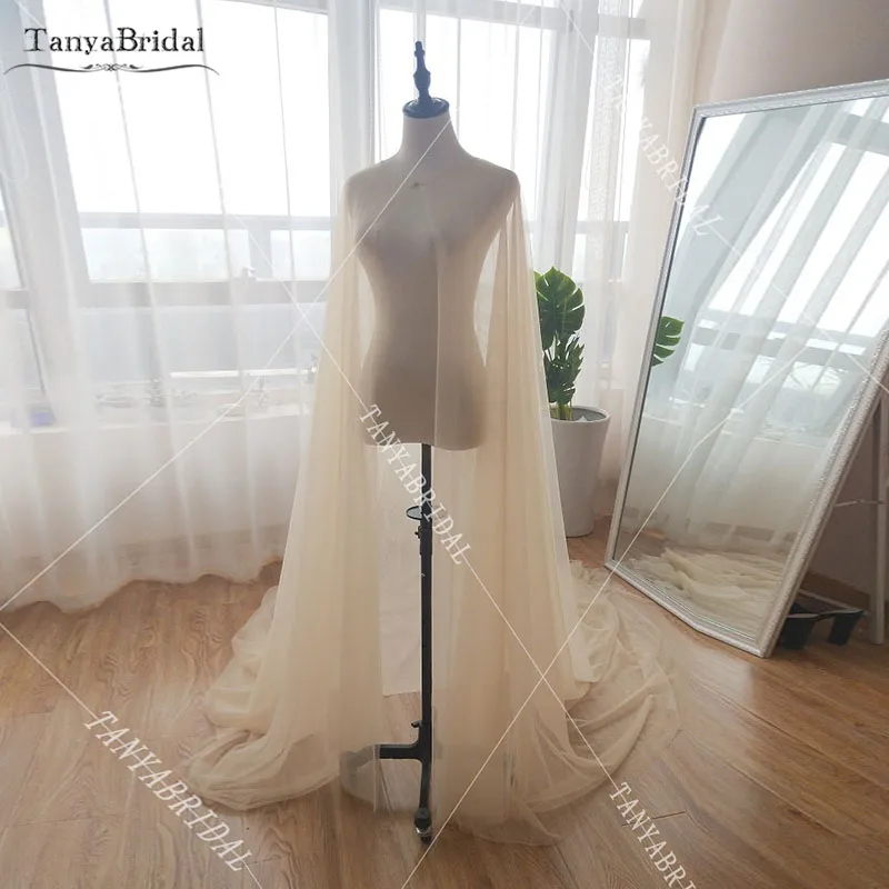 Black Cape For wedding Two Layer Tulle Cloak 2m Length Cosplay Accessories Halloween Wear Cheap Bridal Shawl ZJ019